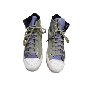 Converse Chuck Taylor All Star High-Top Shoes Olive & Purple Leather Unisex 7.5M